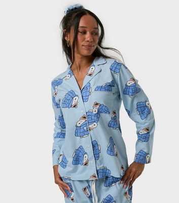 Skinnydip Light Blue Snoopy Print Shirt and Trousers Pyjama Set With Scrunchie