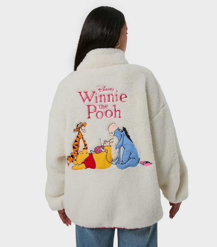 Skinnydip White Winnie the Pooh Embroidered Fleece Jacket