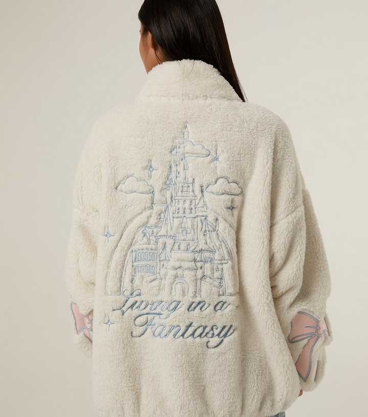 Skinnydip White Disney Princess Castle Embroidered Fleece Jacket