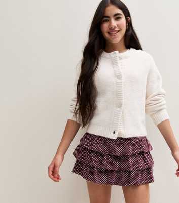 Girls Red Cotton Rich Polka Dot Mini Rara Skort