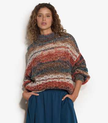 Apricot Blue Distressed Knit Boho Jumper