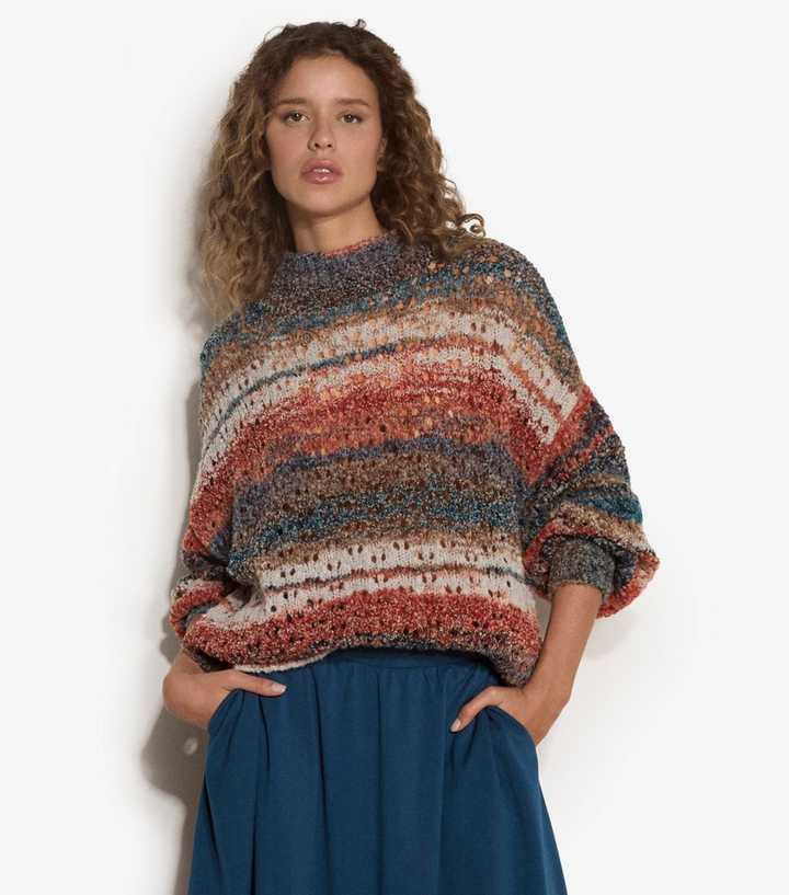 Apricot Blue Distressed Knit Boho Jumper