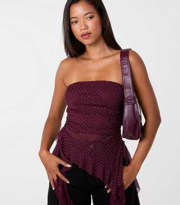 Pink Vanilla Dark Purple Asymmetric Bandeau Top