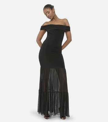 Public Desire Black Bardot Mesh Maxi Dress