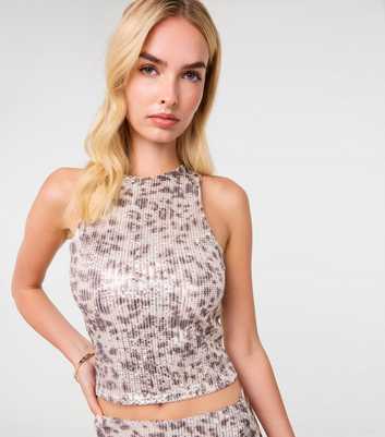 Pink Vanilla Off White Animal Print Sequin Tank Top