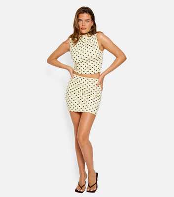 Public Desire Light Yellow Polka Dot High Neck Vest Top