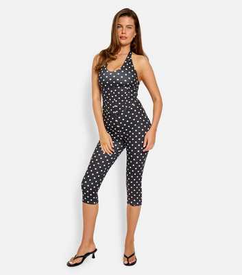 Public Desire Black Polka Dot High Waist Capri Trousers
