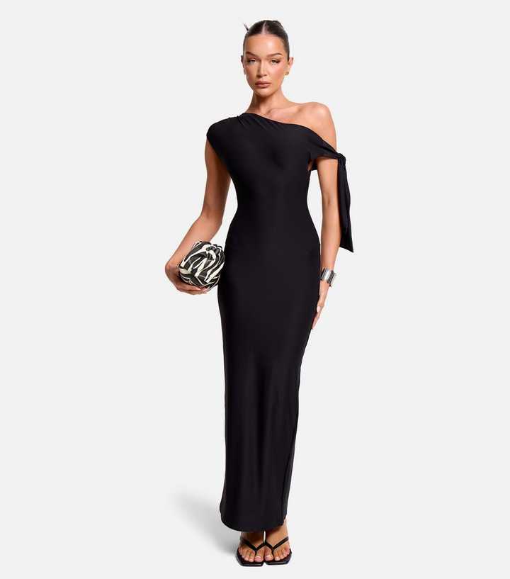 Public Desire Black Jersey Fallen Shoulder Maxi Dress