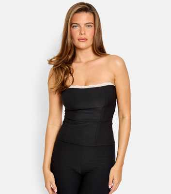 Public Desire Black Lace Trim Bandeau Top