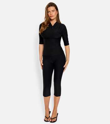 Public Desire Black Jersey Wrap Neck Top