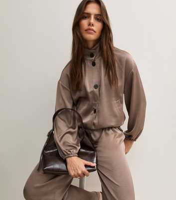 Mink Satin Button Up Windbreaker Jacket