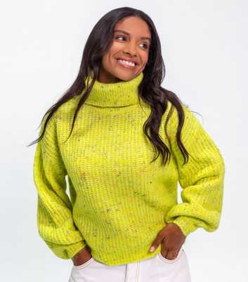 Sunshine Soul Bright Yellow Textured Knit Roll Neck Jumper