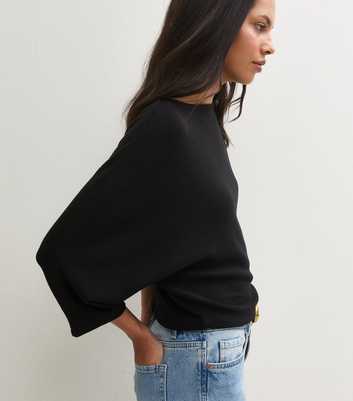 Black Soft Touch Batwing Sleeve Top