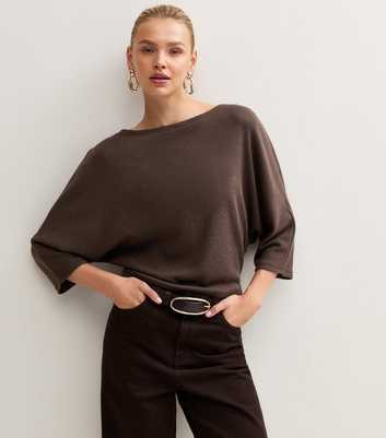 Dark Brown Soft Touch Batwing Sleeve Top