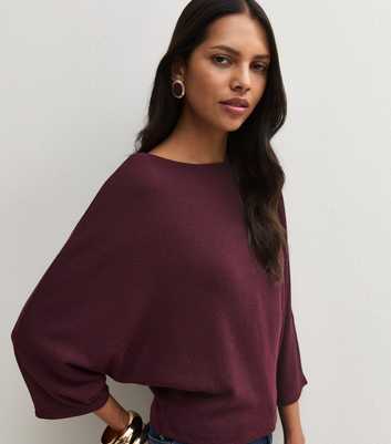 Dark Burgundy Soft Touch Batwing Sleeve Top