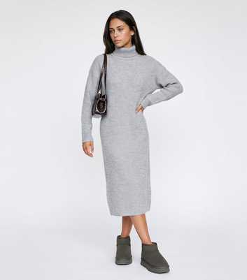 Urban Bliss Grey Roll Neck Knitted Dress