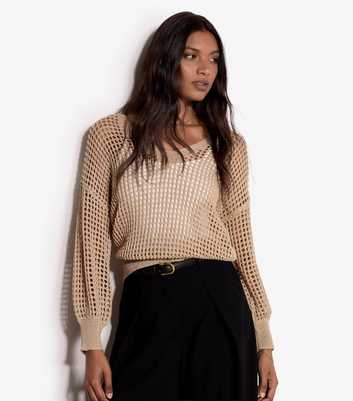Apricot Dark Yellow Mesh Slouchy Long Sleeve Jumper