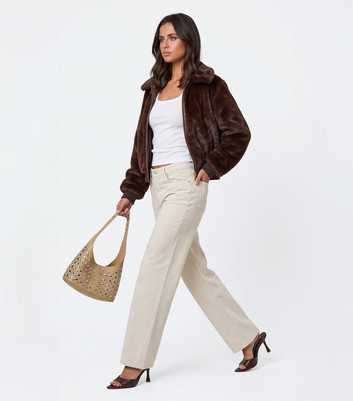 Urban Bliss Brown Faux Fur Bomber Jacket