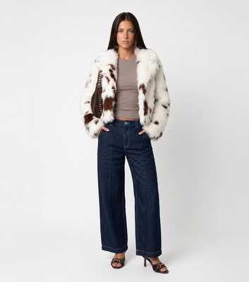 Urban Bliss Brown Cow Print Faux Fur Jacket