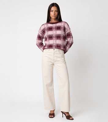 Urban Bliss Dark Burgundy Checked Knitted Jumper