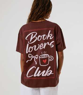Skinnydip Brown Cotton Book Lovers Club T-shirt
