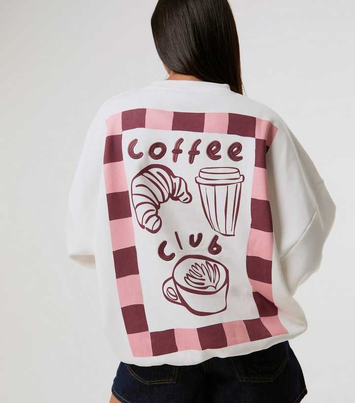 Skinnydip White Coffee Club Printed Sweatshirt