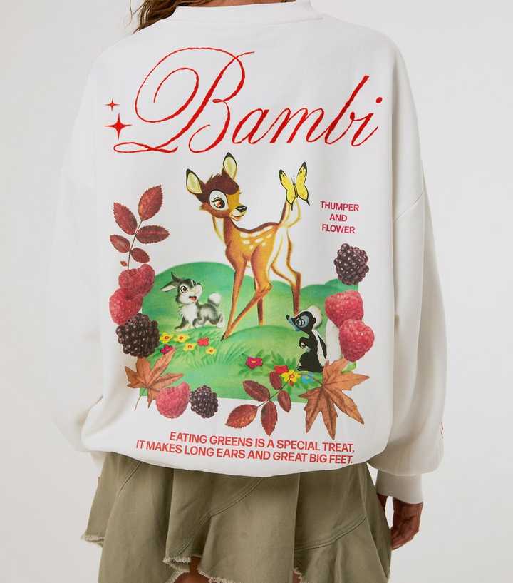 Skinnydip White Disney Bambi Embroidered Sweatshirt