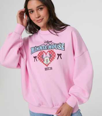 Skinnydip Mid Pink Cotton Rich Polka Dot Minnie Mouse Print Sweatshirt