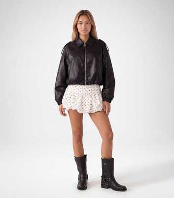 Pink Vanilla Black Polka Dot Puff Mini Skirt