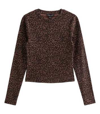 Brown Leopard Print Cotton Rich Long Sleeve Baby Tee