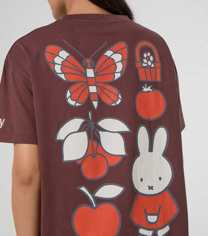Skinnydip Mid Brown Cotton Miffy Print Oversized T-shirt
