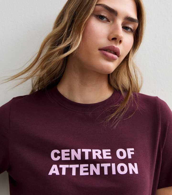 Dark Burgundy Cotton Centre of Attention T-Shirt