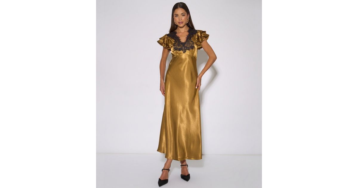 gold trim for dresses Gini London Satin Lace Maxi Dress bestseller1