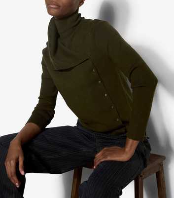Apricot Dark Khaki Button Detail Jumper