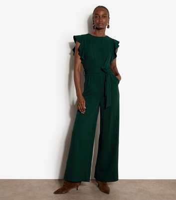 Apricot Green Ruffle Sleeve Jumpsuit