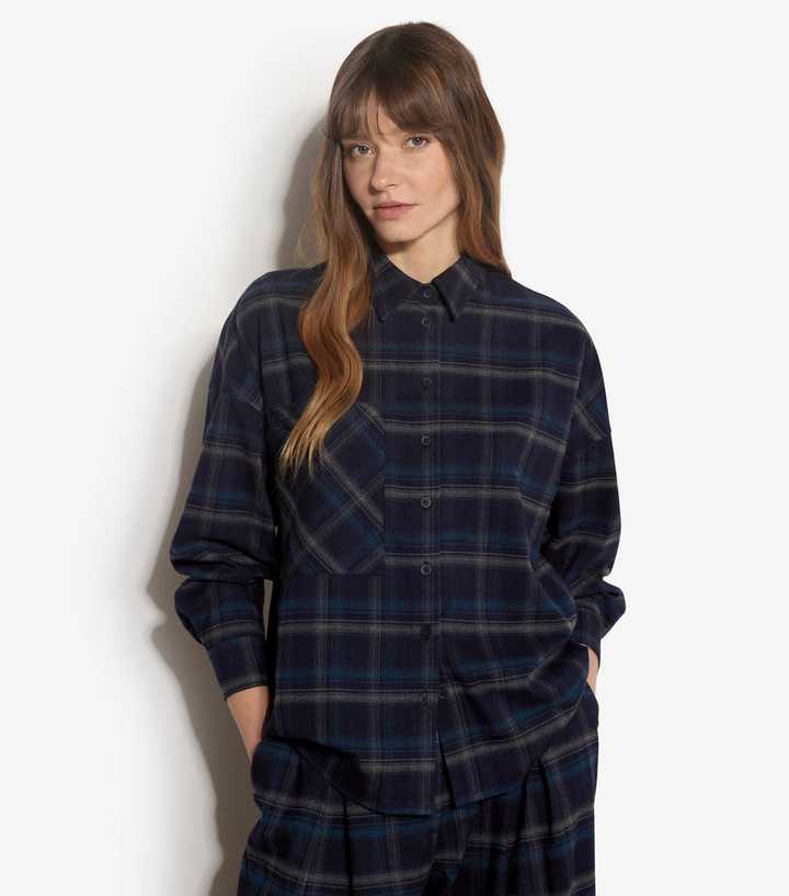 Apricot Navy Checked Single Pocket Shirt