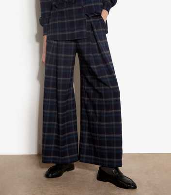 Apricot Navy Checked Wide Leg Trousers