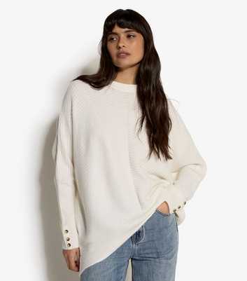 Apricot Cream Chevron Knit Oversized Jumper