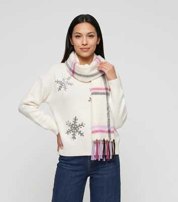 Gini London Multicolour Tassel Fringe Checked Scarf