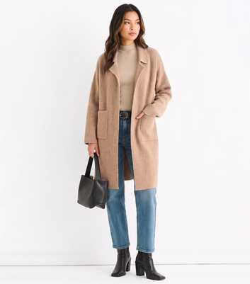 Gini London Stone Longline Cardi Coat with Wool