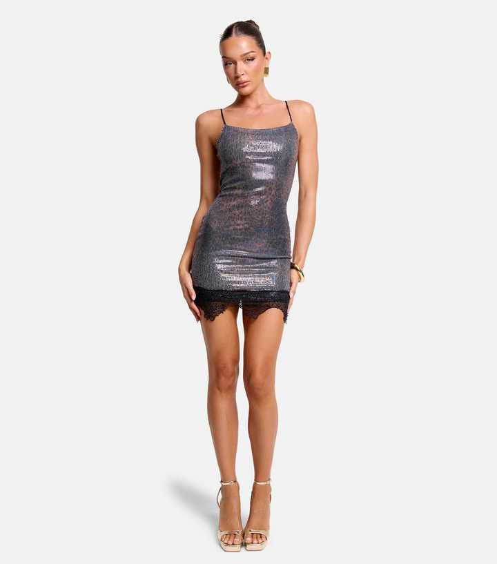 Public Desire Multi Coloured Leopard Strappy Sequin Mini Dress