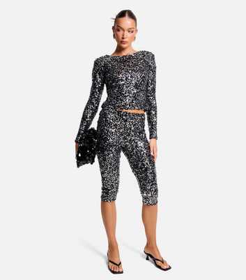 Public Desire Black Sequin Capri Trousers