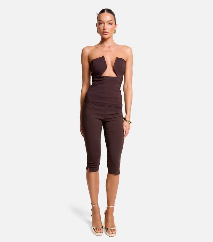 Public Desire Dark Brown Bandeau Cut Out Top