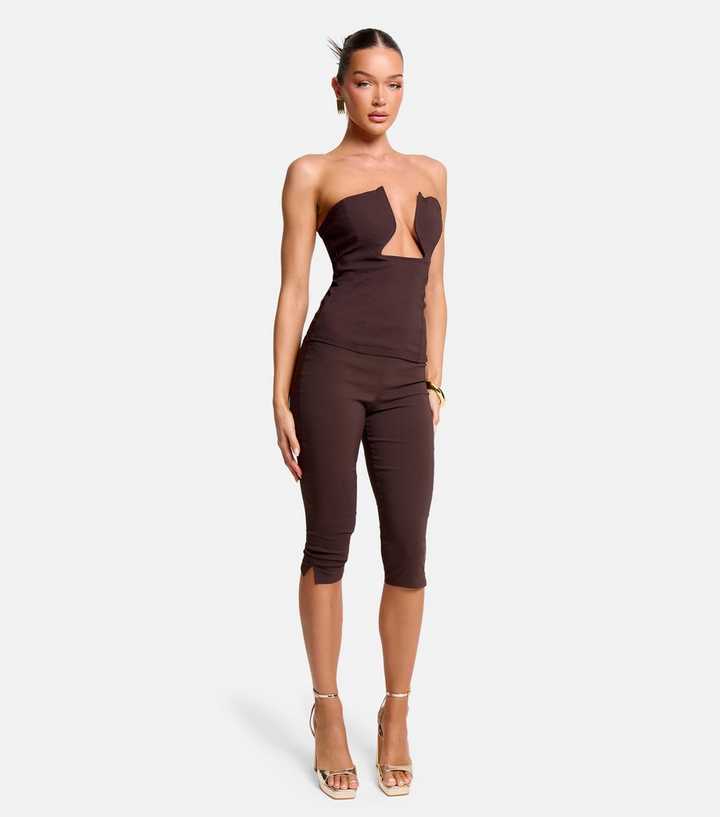 Public Desire Dark Brown Capri Trousers