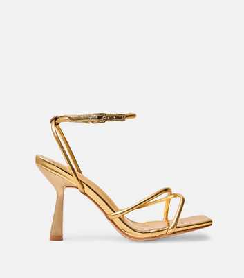 Public Desire Gold Faux Leather Stiletto Sandals