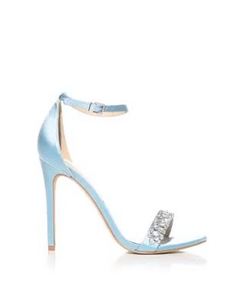 light blue satin pumps