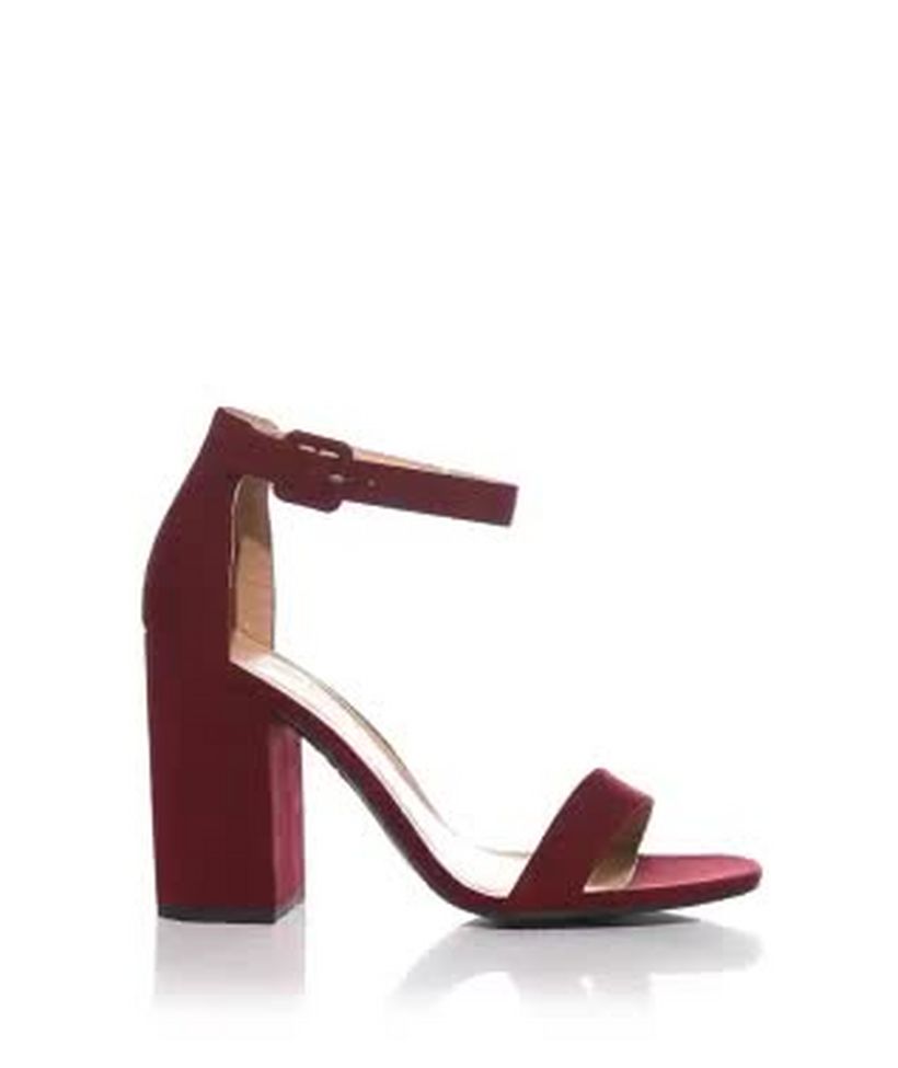 Burgundy Suedette Barely There Block Heels New Look